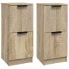 vidaXL Sideboards 2 Pcs Sonoma Oak 30X30X70 Cm Engineered Wood