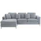 Beliani Right Hand Velvet Corner Sofa Light Grey Oslo