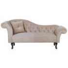Beliani Left Hand Chaise Lounge Velvet Beige Lattes