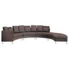 Beliani 7 Seater Curved Leather Modular Sofa Brown Rotunde