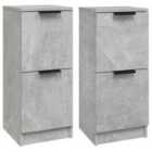 vidaXL Sideboards 2 Pcs Concrete Grey 30X30X70 Cm Engineered Wood