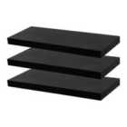 Harbour Housewares Modern Floating Wall Shelves - 60Cm - Black - Pack Of 3