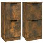 vidaXL Sideboards 2 Pcs Smoked Oak 30X30X70 Cm Engineered Wood
