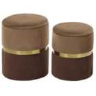 Beliani Set Of 2 Storage Pouffes Brown Wichita