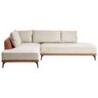 Beliani Right Hand Modular Fabric Corner Sofa Beige And Brown Myken