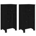 vidaXL Sideboards 2 Pcs Black 40X35X80 Cm Solid Wood Pine