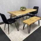 Kosy Koala Dining Table And 2 Chairs With Bench Dark Grey Wood Dining Set With 2 Grey Velvet Chairs