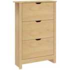 HOMCOM 18-Shoe Storage Cabinet 6 Shelves 3 Drawers Natural Wood Finish