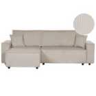 Beliani Right Hand Jumbo Cord Corner Sofa Bed Beige Abacka