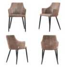 Life Interiors Set Of 4 Zarah Faux Leather Dining Chairs, Armchairs For Dining Room Kitchen Office, Cappuccino