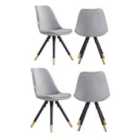 Life Interiors Set Of 4 Sofia Velvet Dining Chairs Upholstered For Dining Room Kitchen Restaurant Office, Light Grey