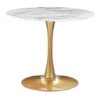 Beliani Dining Table Boca White Marble 90 Cm 90 Cm