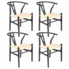 Nicholas Winter Beech Wooden Scandi Danish Style Dining Chairs - Black/Natural - Set of 4