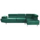 Beliani Left Hand Corner Velvet Sofa Green Norrea