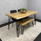 Kosy Koala Dining Table With Bench And 2 Black Velvet Chairs