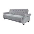 Furniture One Velvet Sofa Bed 225Cm Modern 3 Seat Click Clack Sofa Bed Couch Settee With Arms - Grey