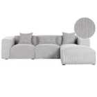 Beliani Left Hand Jumbo Cord Corner Sofa Light Grey Dolva