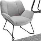 Armchair Kjeld - Cosy Bouclã© Fabric, Wingback Design, Sleek Steel Frame