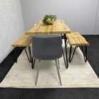Kosy Koala Dining Table With 2 Benches And 2 Grey Velvet Chairs