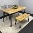 Modern Dining Table Set With Bench And 2 Grey Velvet Chairs Kitchen Dining Room Furniture