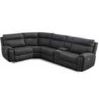 Furniture One Power Corner Recliner Sofa Set Dark Grey - 4 Seater With Cup Holders