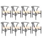 Nicholas Winter Beech Wooden Scandi Danish Style Dining Chairs - Black/Natural - Set of 8