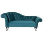 Beliani Left Hand Chaise Lounge Velvet Teal Lattes