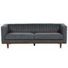 Beliani 3 Seater Fabric Sofa Dark Grey Skaule
