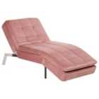Beliani Velvet Chaise Lounge Pink Loiret