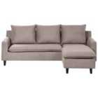 Beliani Left Hand Fabric Corner Sofa Taupe Elvenes