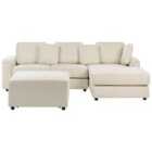 Beliani Left Hand Fabric Corner Sofa With Ottoman Light Beige Kohlo