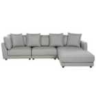 Beliani 3 Seater Fabric Sofa With Ottoman Light Grey Sigtuna