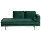 Beliani Right Hand Velvet Chaise Lounge Emerald Green Miramas