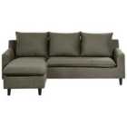 Beliani Right Hand Fabric Corner Sofa Dark Green Elvenes
