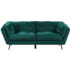 Beliani 3 Seater Velvet Sofa Green Lenvik