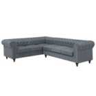 Beliani Right Hand Fabric Corner Sofa Grey Chesterfield