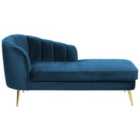 Beliani Left Hand Velvet Chaise Lounge Navy Blue Allier