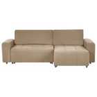 Beliani Left Hand 3 Seater Fabric Corner Sofa Bed With Storage Brown Innvik