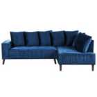 Beliani Left Hand Velvet Corner Sofa Blue Grena