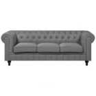 Beliani 3 Seater Fabric Sofa Grey Chesterfield Big