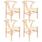 Nicholas Winter Beech Wooden Scandi Danish Style Dining Chairs - Natural/Natural - Set of 4