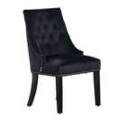 Life Interiors Single Windsor Knocker Back Dining Chair Velvet For Dining Room Kitchen Restaurant Office, Black