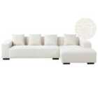Beliani Left Hand Boucle Corner Sofa White Lungo