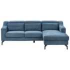 Beliani Left Hand Fabric Corner Sofa Navy Blue Glosli