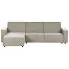 Beliani Right Hand Fabric Corner Sofa Bed Beige Romedal Ii