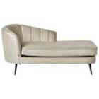 Beliani Left Hand Velvet Chaise Lounge Beige Allier