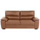 Beliani 3 Seater Faux Leather Sofa Golden Brown Vogar