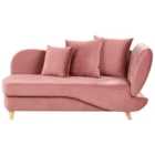 Beliani Right Hand Velvet Chaise Lounge With Storage Pink Meri Ii