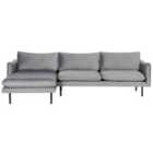 Beliani Velvet Corner Sofa Right Hand Grey Vinterbro
