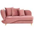 Beliani Left Hand Velvet Chaise Lounge With Storage Pink Meri Ii
